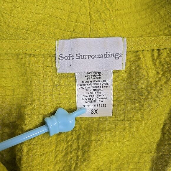 Soft Surroundings Lime Green Cowl Neck Pullover 3/4 Sleeve Light Top Tunic 3X - Picture 6 of 9